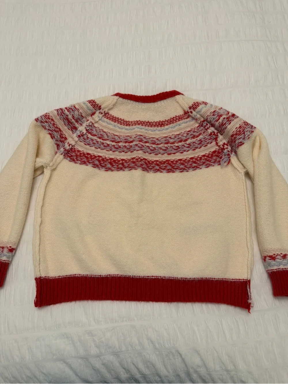 FAIR ISLE  Hearts Bows Cardigan Sweater Fuzzy Soft Cozy Pockets Nordic Soft Girl - Picture 17 of 17
